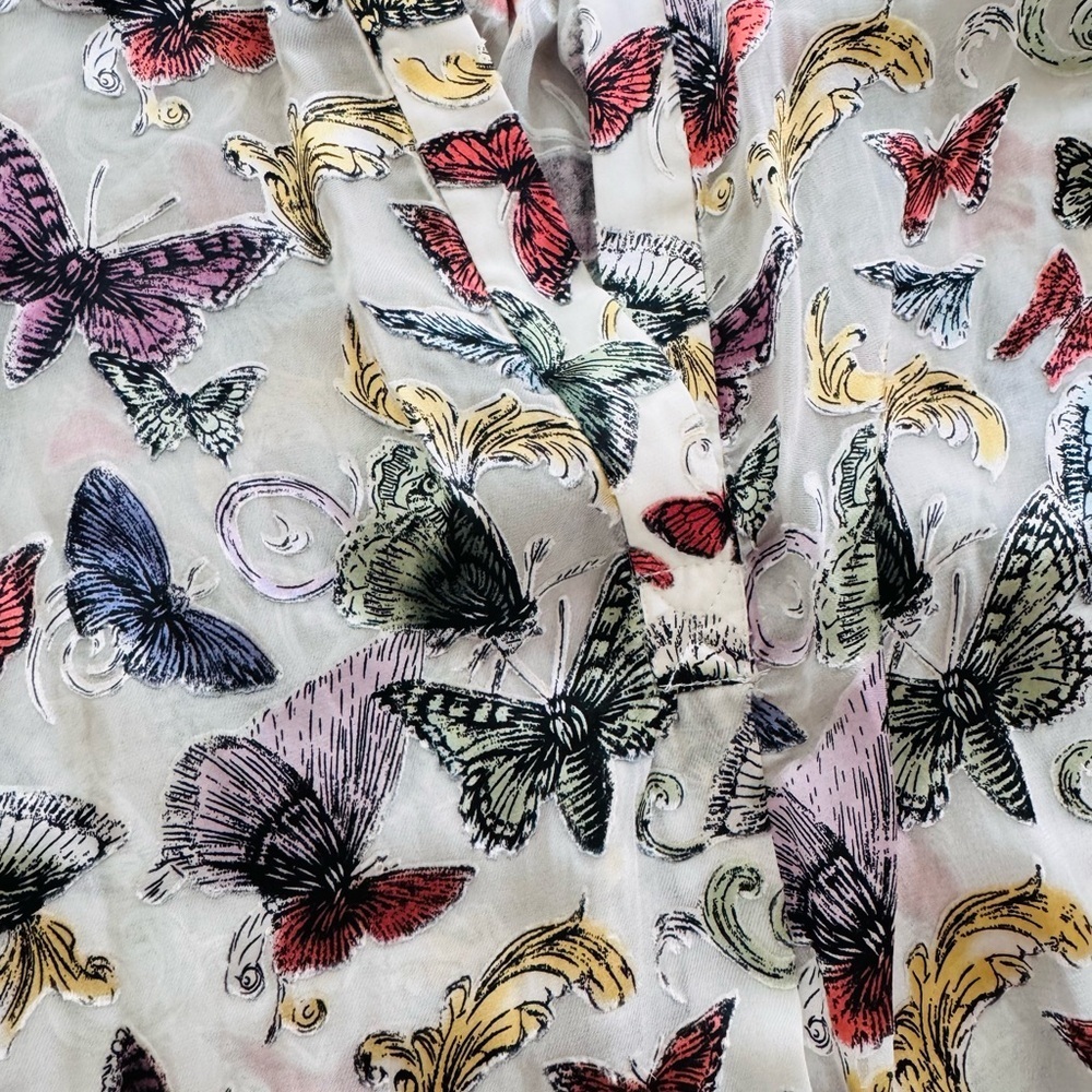 NWOT Women's Alice & Olivia Silk Butterfly Print Blouse Sheer Work Size Large - Picture 6 of 9